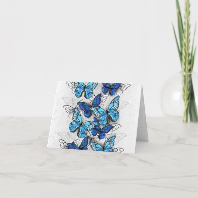 Convite Composição de Borboletas Brancas e Azuis (Frente)