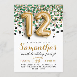 Convite Confetti de Aniversário de 12
