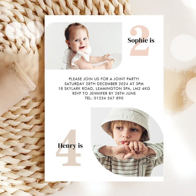 Convite Conjunta de Aniversário de Foto Dupla (Criador carregado)