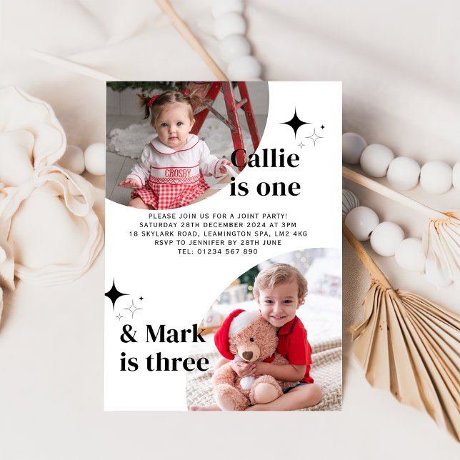 Convite Conjunta de Aniversário de Foto Dupla (Criador carregado)