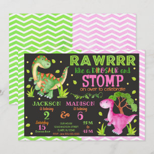 Convite Conjunta de Aniversário do Dinossauro para