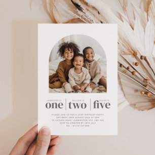 Convite Conjunta de Aniversário para Fotos Archada