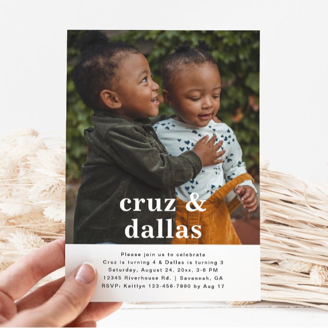 Convite Conjunta de Aniversário Simples | Foto | G (Criador carregado)