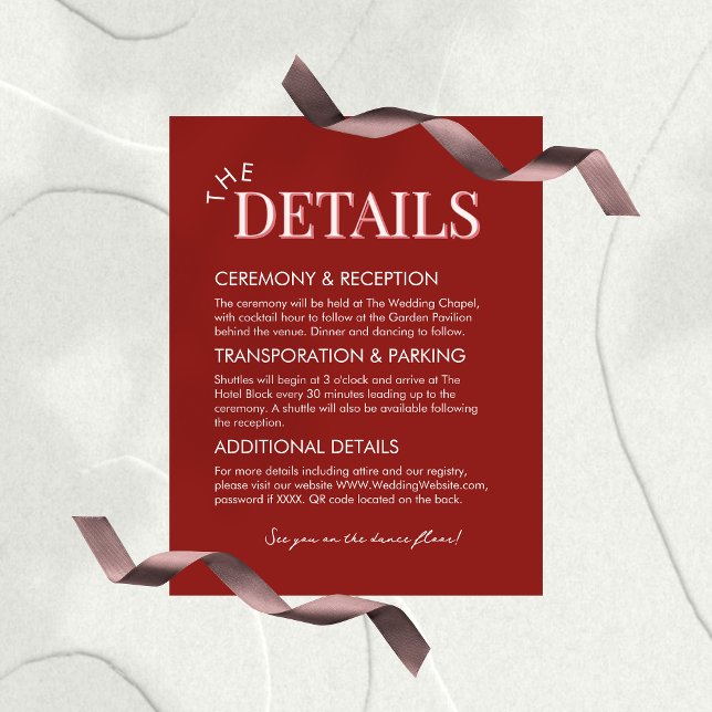 Convite Contemporâneo Elegante com Detalhes Rosa e (Invite guests to your big day in style with this Stylish Contemporary Pink and Red Details Card!)