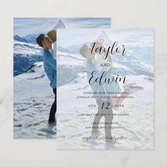 Convite Contemporâneo para Casamento de Orçamento  (Frente/Verso)