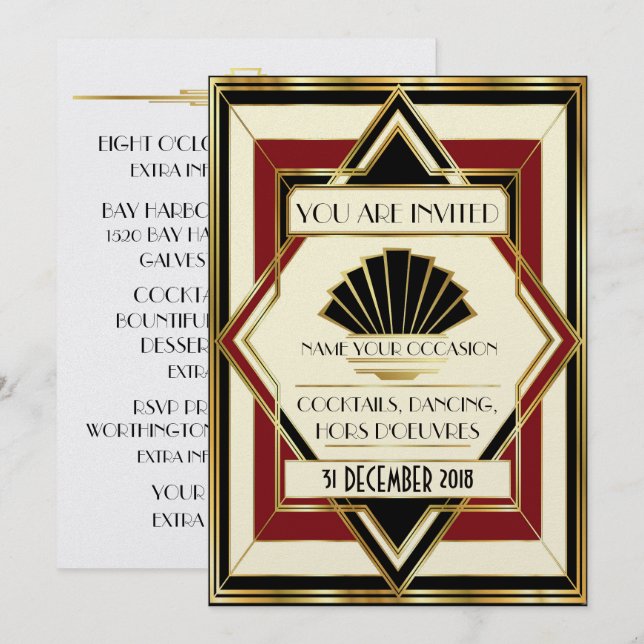 Convite Contemporâneo para Evento de Gala Deco (Frente/Verso)