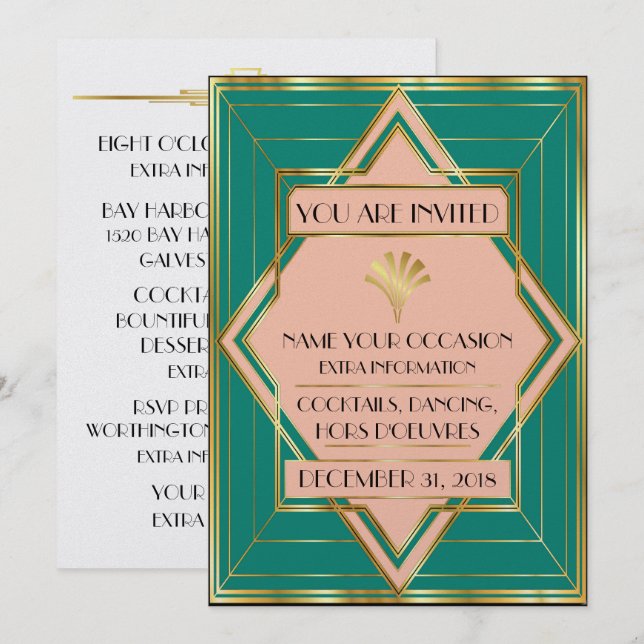 Convite Contemporâneo para Evento de Gala Deco (Frente/Verso)