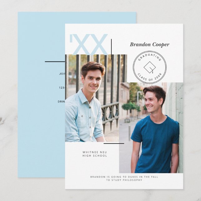 Convite Contemporâneo para Graduação de Bonés (Frente/Verso)