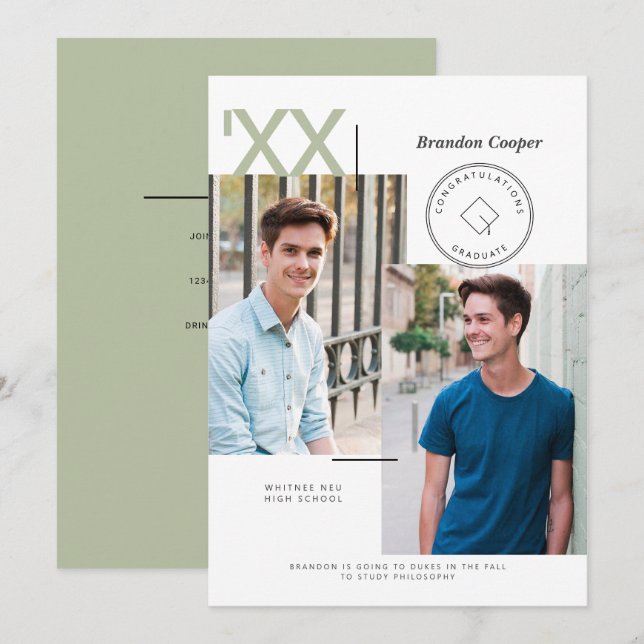 Convite Contemporâneo para Graduação de Bonés (Frente/Verso)