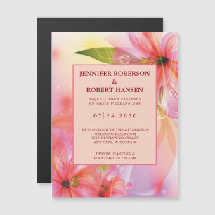 Convite Convocação Magnética para Casamento Floral de Hibi
