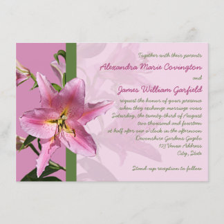 Convite cor-de-rosa 3 do casamento do lírio do