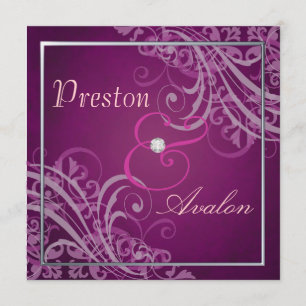 Convite cor-de-rosa barroco requintado do rolo