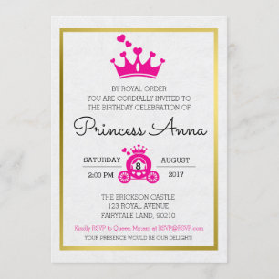 Convite cor-de-rosa chique da princesa Aniversári