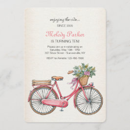 Convite cor-de-rosa da bicicleta