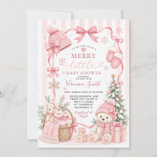 Convite Cor-de-Rosa de Inverno para Chás de Bebê M