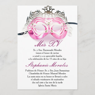 Convite cor-de-rosa do aniversário de Quinceanera