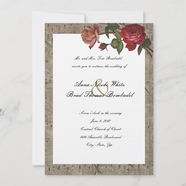 Convite cor-de-rosa do casamento da música do (Frente)