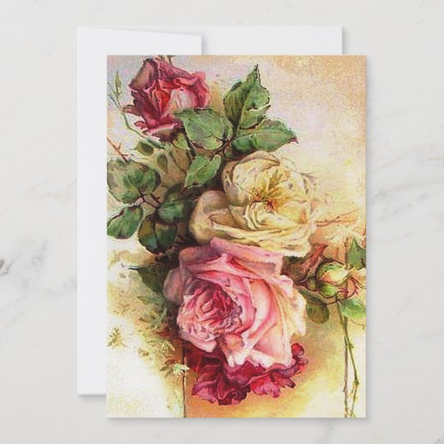 Convite cor-de-rosa do casamento do buquê do (Frente)