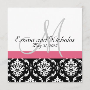 Convite cor-de-rosa do casamento do monograma da
