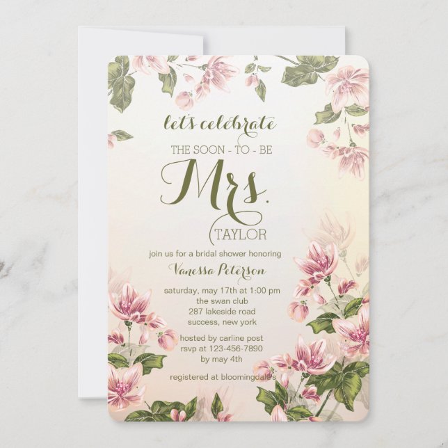 Convite cor-de-rosa dos Dogwoods (Frente)