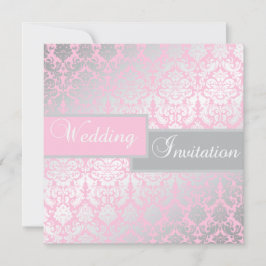 Convite cor-de-rosa e cinzento do casamento tema