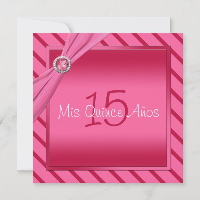 Convite cor-de-rosa e vermelho de Quinceañera da (Frente)