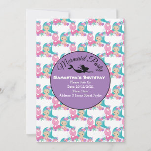 Convite Cor-de-Rosa Festa da Sereia Roxa