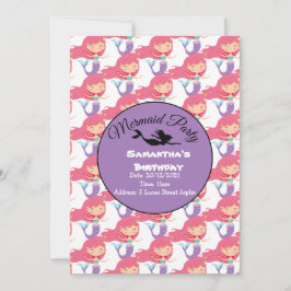Convite Cor-de-Rosa Festa da Sereia Roxa