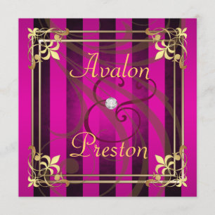 Convite cor-de-rosa filigrana Dourado régio da
