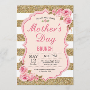 Convite cor-de-rosa floral da refeição matinal do