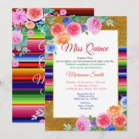 Convite cor-de-rosa floral mexicano para festa de