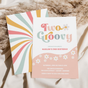 Convite Cor-de-rosa para dois segundos aniversário