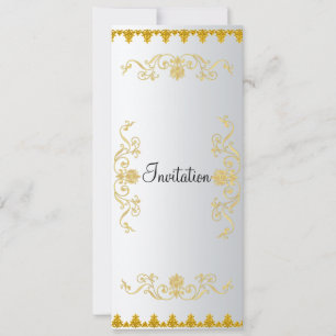 Convite cor Dourado Branco Elegante