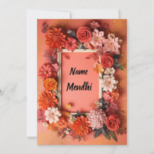 Convite cor laranja mendhi