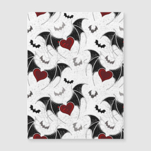 Convite Coração de Halloween com asas de morcegos pretos