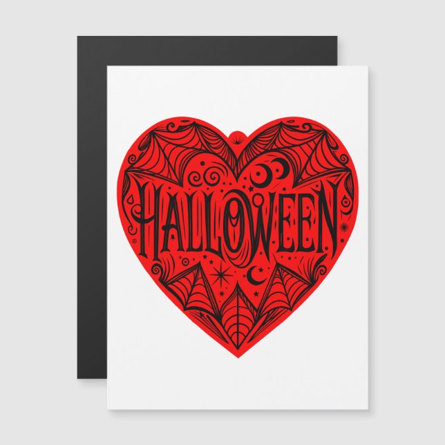 Convite Coração de Halloween, Coração Vermelho, Feriado (Frente/Verso)