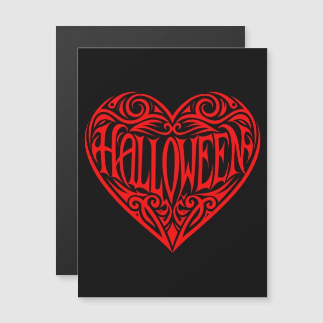 Convite Coração de Halloween, Coração Vermelho, Feriado (Frente/Verso)