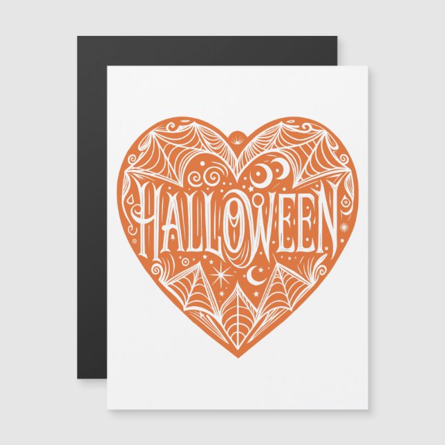 Convite Coração de Halloween, Forma de Coração Laranja, Fe (Frente/Verso)