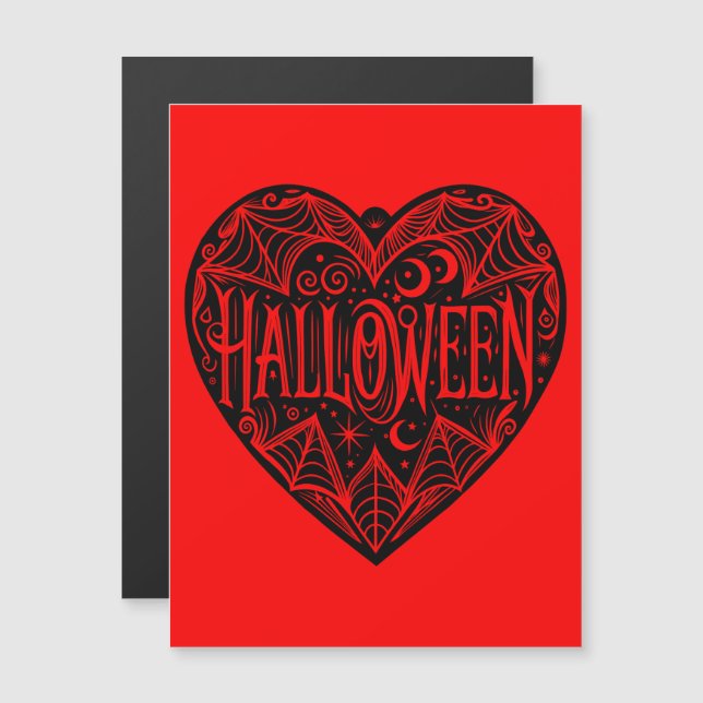Convite Coração de Halloween, Forma de Coração Preto, Feri (Frente/Verso)