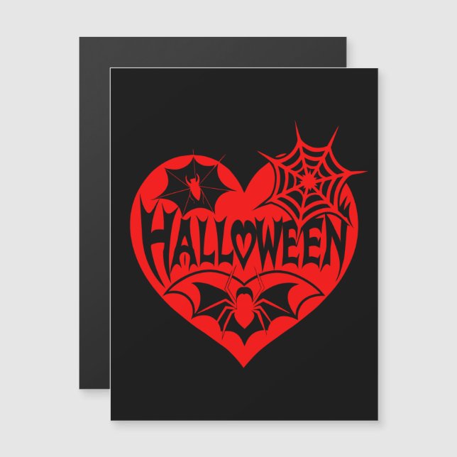 Convite Coração de Halloween, Forma de Coração Vermelho, A (Frente/Verso)