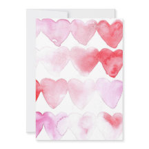 Convite Corações Aquarela Rosa e Vermelho