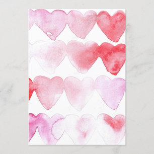 Convite Corações Aquarela Rosa e Vermelho