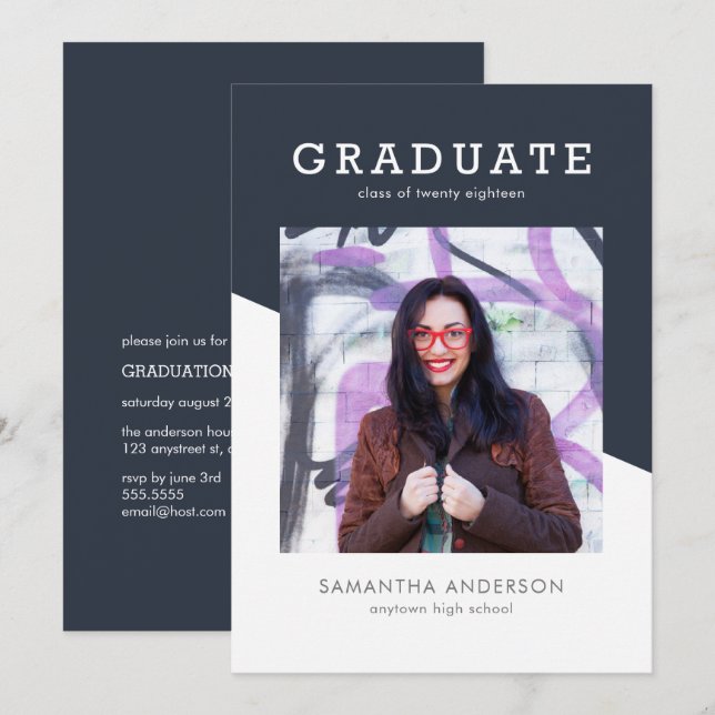 Convite corajoso da graduação da cor (Frente/Verso)