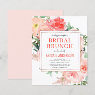 Convite Coral Floral Peach Bridal Brunch