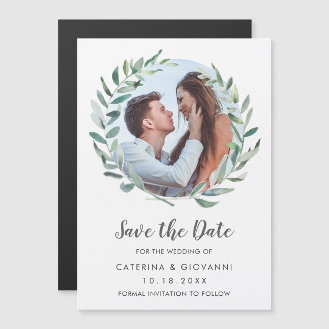 Convite Coroa de Verdura Rústica Foto Casamento Salve a Da (Frente/Verso)