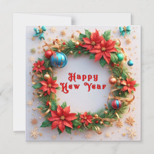 Convite Coroa Festiva de Férias 🎄✨ Poinsettia Dourada