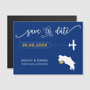 Convite Costa Rica Wedding Salve a Data Card, Mapa