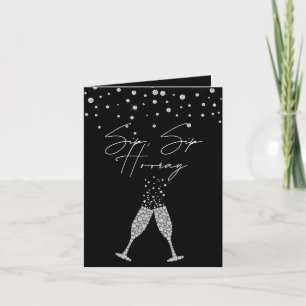 Convite Cota de aniversário preto e branco do Sip Sip Hoo