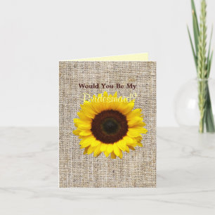 Convite Country Burlap Sunflower Você Será Minha Porta-Voz