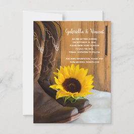 Convite Country Sunflower Western Weding Save the Date